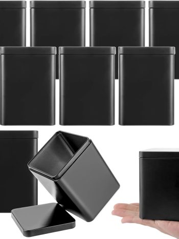 Pack of 10 Classic Square Tea Canisters, Tea Canisters for Loose Tea