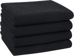 Microfibre Tea Towels, 40 x 60 cm, Black Kitchen Towels, Soft and Absorbent Premium Tea Towels for Cleaning Kitchen (Pack of 4)