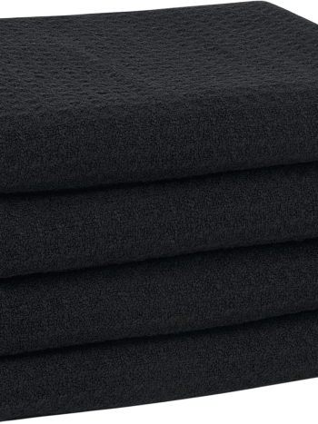 Microfibre Tea Towels, 40 x 60 cm, Black Kitchen Towels, Soft and Absorbent Premium Tea Towels for Cleaning Kitchen (Pack of 4)