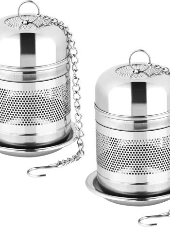 Set of 2 Tea Ball Tea Filters, with Coaster and Chain, 304 Stainless Steel, Fine Mesh Tea Filter, Reusable Tea Ball