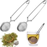 Tea Strainer for Loose Tea, Pack of 2 Tea Tongs, Tea Infuser for Loose Tea, Stainless Steel Tea Infuser, Tea Infuser, Round Tea Ball - Silver, Diameter 4.5 cm