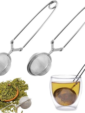 Tea Strainer for Loose Tea, Pack of 2 Tea Tongs, Tea Infuser for Loose Tea, Stainless Steel Tea Infuser, Tea Infuser, Round Tea Ball - Silver, Diameter 4.5 cm
