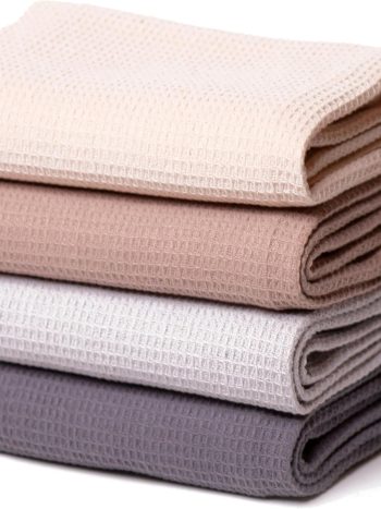 Tea Towels Cotton in 45 x 65 cm | Kitchen Towels Set of 4 | Tea Towels Waffle Structure | Tea Towel in Four Colours | Tea Towels | Waffle Pique Kitchen Towel & Dry Towels