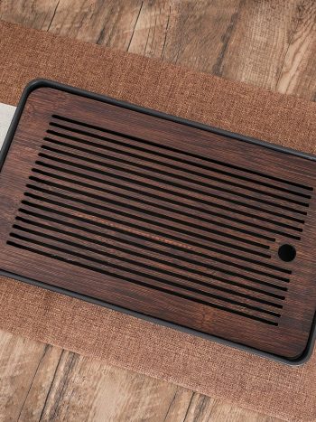 Bamboo Chinese Aid Kung Fu Tea Tray, Water Storage Tea Tray, Essential Tool for Tea Lovers, 36 x 24 x 4 cm (Small)