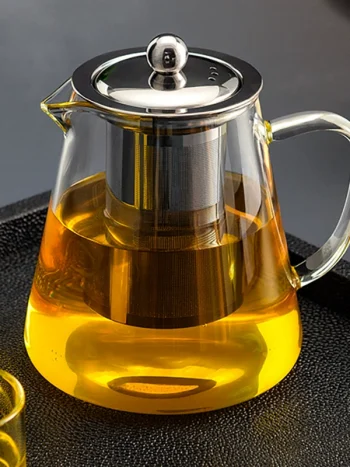 Heat-Resistant Borosilicate Glass Teapot with Infuser, Large Capacity Stove-Top Safe Kettle for Brewing Tea